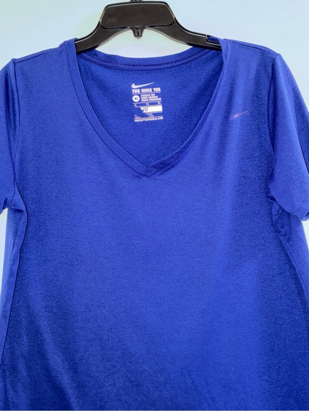 Nike Women's V-Neck Short Sleeve Tee - Royal Blue - Picture 4 of 6
